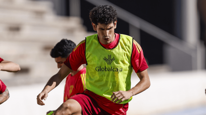 Jesús Vallejo, en un entrenamiento del Albacete (Foto: AB).