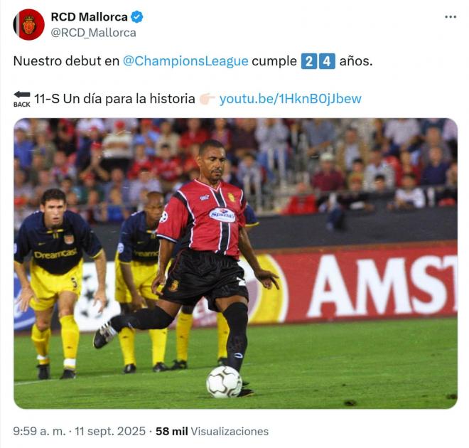 El tuit del RCD Mallorca sobre el 11-S.