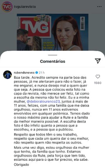 La respuesta de Rúben Neves a la publicación de la revista (Captura de redes sociales)