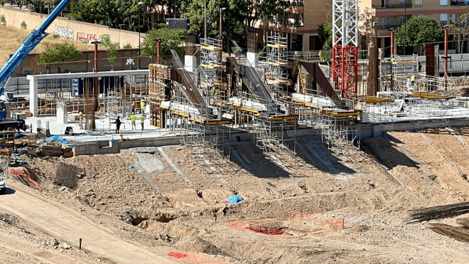 El nuevo estadio del Real Zaragoza, en obras (Foto: @ObrasRomareda).