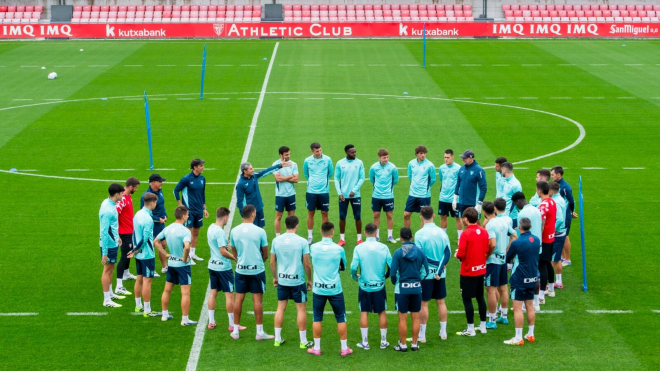 Aymeric Laporte en su primer entrenamiento. (Foto: Athletic)