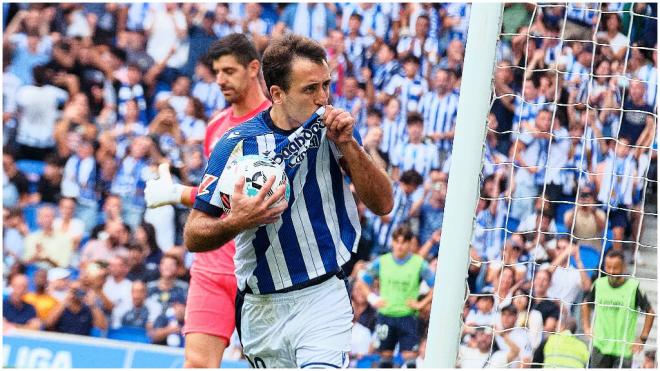 Mikel Oyarzabal celebrando el gol frente al Real Madrid. (@RealSociedad)