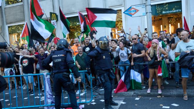 Las protestas propalestinas en La Vuelta (Europa Press)