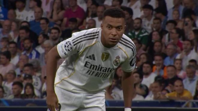Mbappé imitando la presión de Dembele (Movistar +)