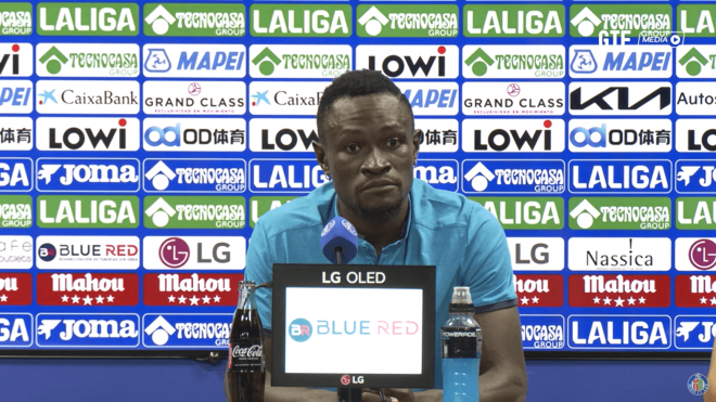 Djené, en rueda de prensa del Getafe.