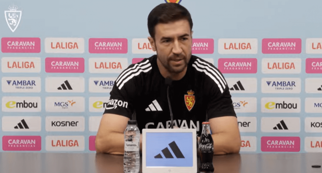 Gabi Fernández, en rueda de prensa del Real Zaragoza.