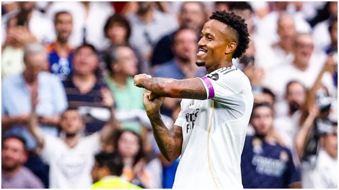 Éder Militao celebra el golazo ante el Espanyol. (@brfootball)