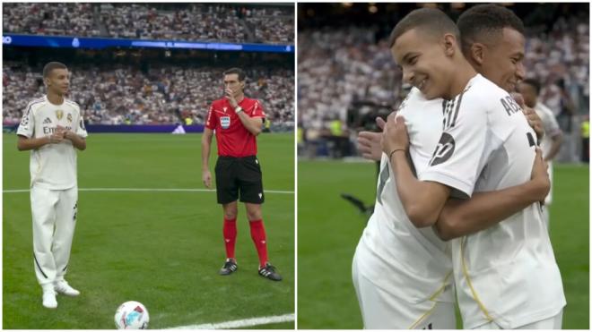 Abderrahim Ouhida hacienod el saque de honor del Real Madrid - Espanyol. (Movistar)