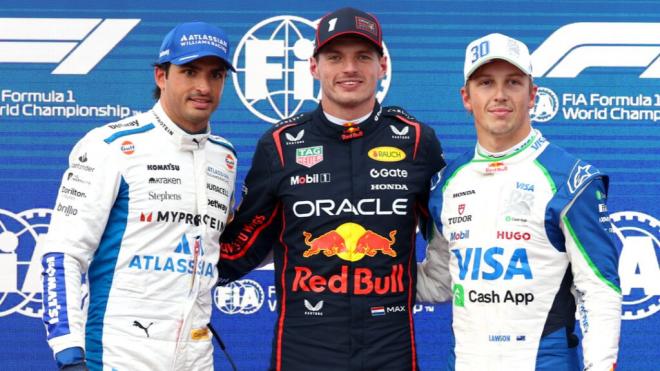 Max Verstappen, Carlos Sainz y Liam Lawson, los tres primeros en la clasificación de Bakú (Foto: F1).