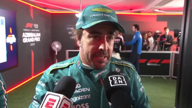 Fernando Alonso, en Bakú (Foto: DAZN).