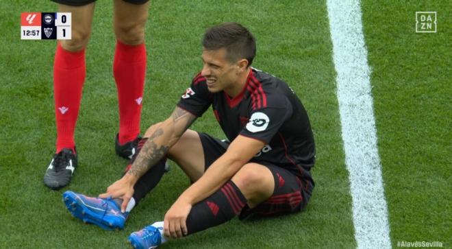 Alfon González, lesionado ante el Alavés.