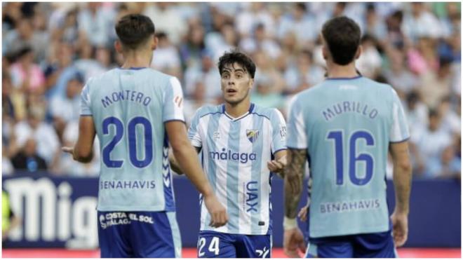 El Málaga en la derrota ante el Cádiz. (LaLiga Hypermotion)