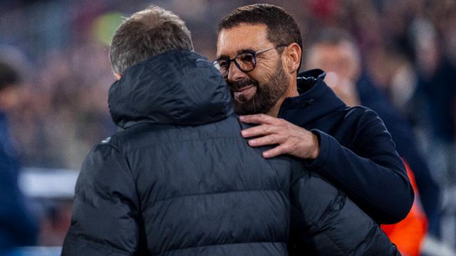 Hansi Flick y José Bordalás en un partido de LALIGA 24/25 (Foto: Cordon Press)