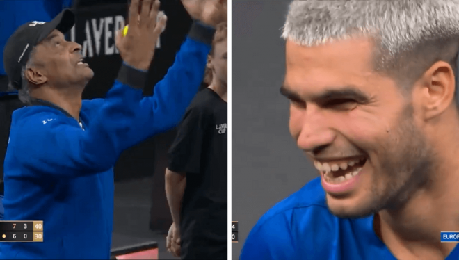 El punto de Carlos Alcaraz y la reacción de sus compañeros.