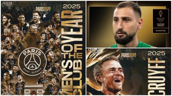 Los Trofeos que se ha llevado el PSG del Balón de ORo junto a Dembélé (PSG_espanyol X).