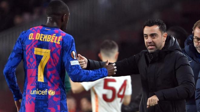 Xavi Hernández y Ousmane Dembélé (Redes Sociales)