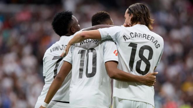 Vinicius, Mbappé y Carreras en un partido del Real Madrid (Fuente: Cordon Press)