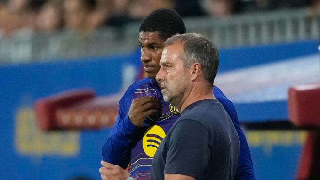 Marcus Rashford y Hansi Flick (Fuente: EFE)