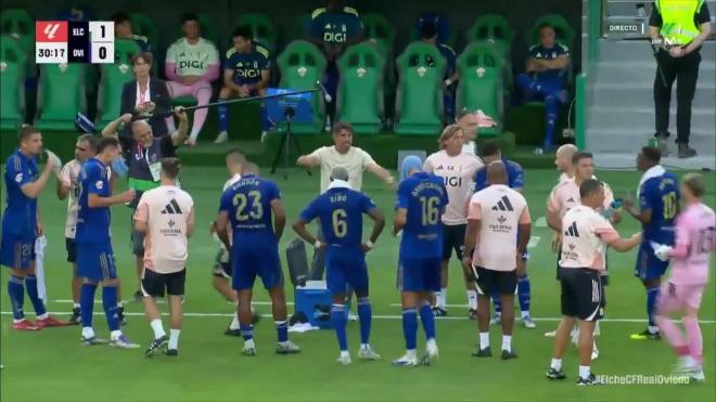 Veljko Paunovic en la charla durante la pausa de hidratación (Imagen: Movistar Fútbol).