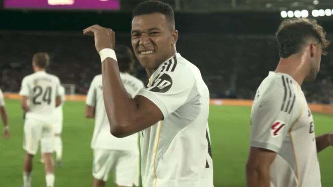 Mbappé celebrando su gol contra el Levante (Movistar +)