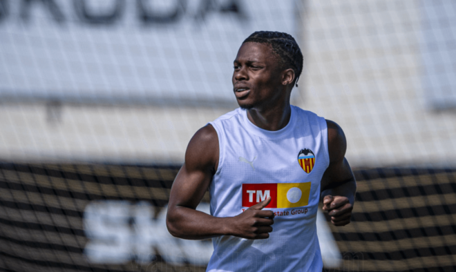 Largie Ramazani, que tuvo molestias como Hugo Duro y Gayà, ya está al cien por cien también (Foto: Valencia CF)