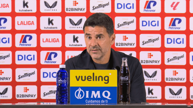 Míchel Sánchez, en rueda de prensa tras el Athletic-Girona.