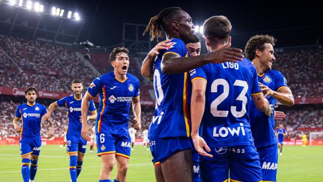 El Getafe celebra un gol ante el Sevilla (Cordon Press)