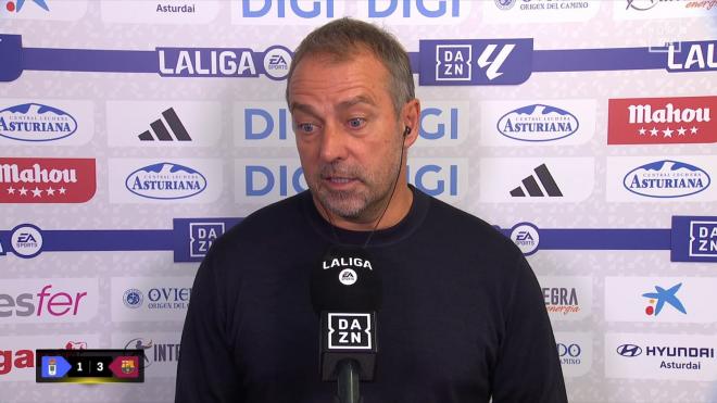 Hansi Flick defiende a Joan García por su error en el Real Oviedo - Barcelona (foto: Captura DAZN)