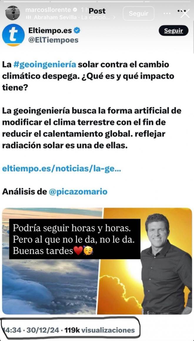 Historia de Marcos Llorente (Instagram)