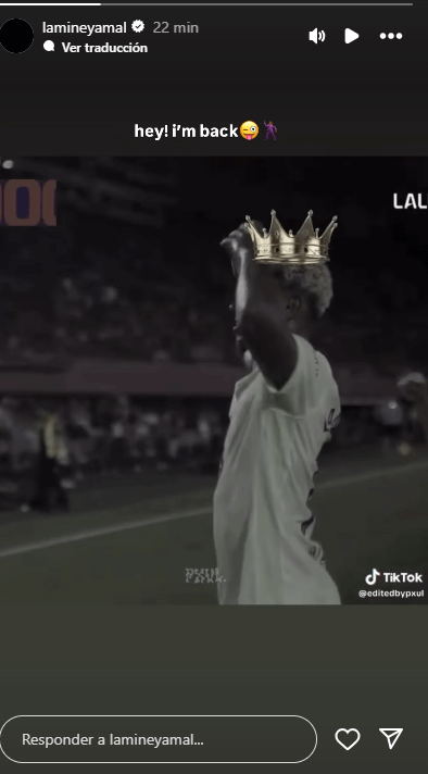 Lamine Yamal confirma su regreso en Instagram (Fuente: @lamineyamal)
