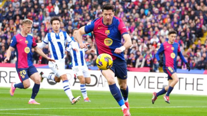 Robert Lewandowski, durante el último FC Barcelona - Real Sociedad (foto: Cordon Press)