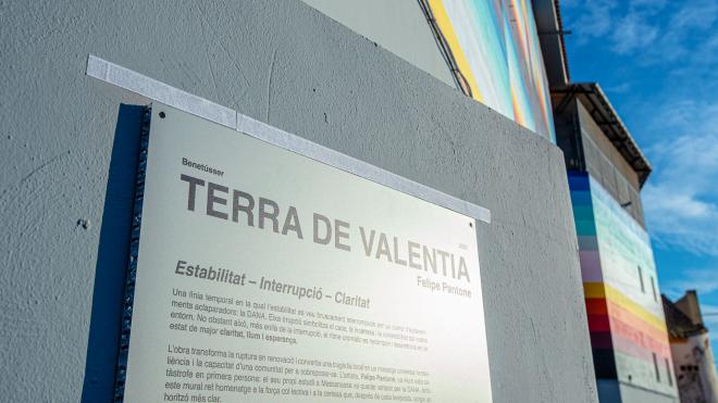 Mural de Felipe Pantone por la DANA en Benetússer (Foto: Valencia CF)
