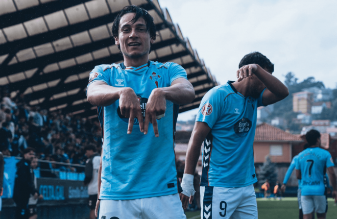 Joel López celebra su gol ante el Arenteiro (Foto: Celta).