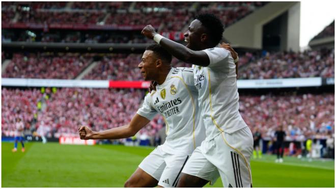 Mbappé y Vinicius celebran el gol de Arda Güler. (EFE)