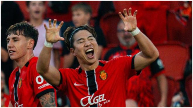 El gol de Asano ante el Deportivo Alavés en Son Moix. (@RCD_Mallorca)