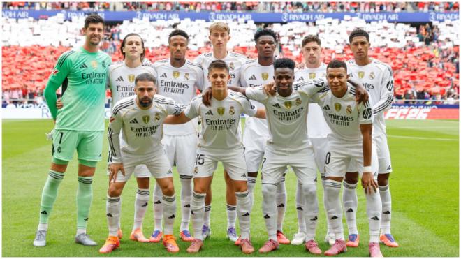 El once inicial del Real Madrid ante el Atlético de Madrid. (EFE)
