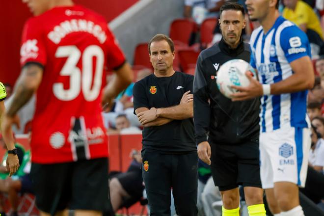 Jagoba Arrasate, en la banda durante el Mallorca-Alavés en Son Moix (Foto: EFE).
