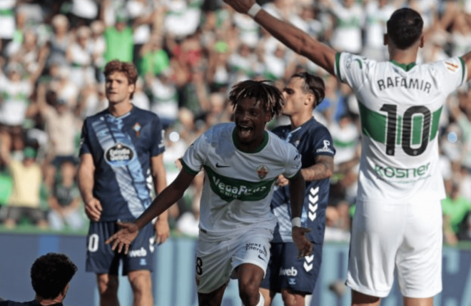 Gol de John Donald en el Elche-Celta (Foto: LaLiga).