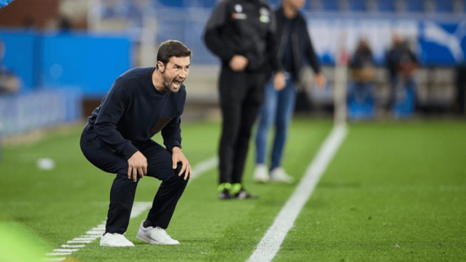 Gabi Fernández, en el Mirandés-Real Zaragoza (Foto: LaLiga).