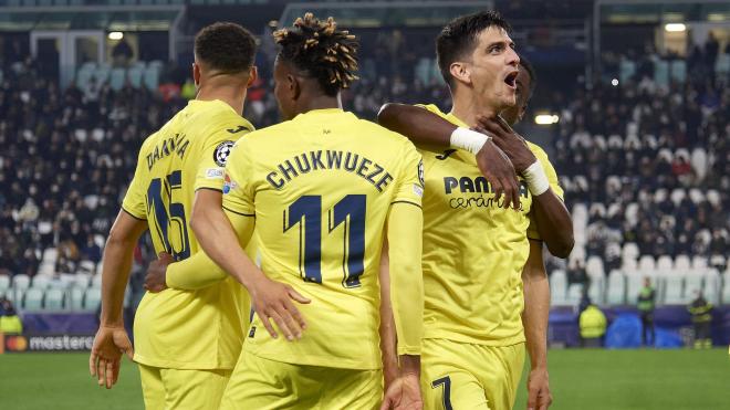 Gerard Moreno celebra su gol en el Juventus-Villarreal de la 21/22 (Foto: Cordon Press).