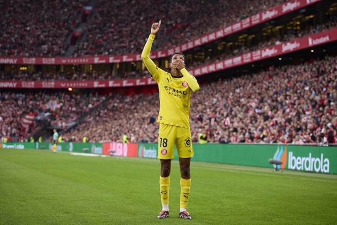 Azzedine Ounahi celebra su gol en el Athletic-Girona (Foto: Europa Press).
