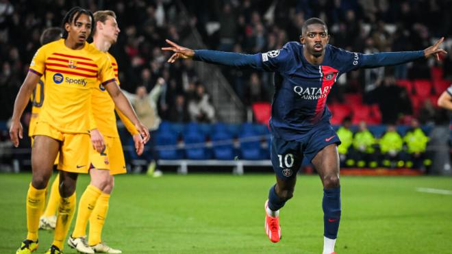 Dembélé celebrando contra el Barça (Cordon Press)