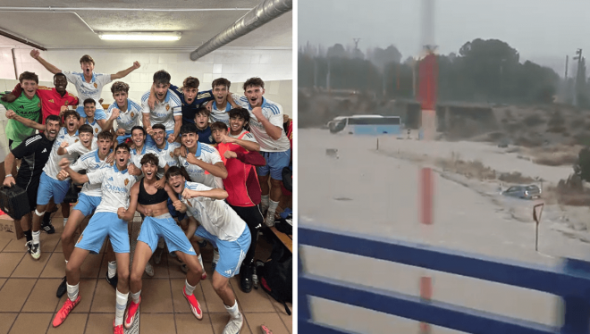 Los jugadores del Real Zaragoza juvenil se quedaron atrapados tras volver de Sant Cugat.