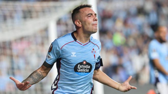 Iago Aspas celebrando su gol contra el PAOK de Salónica (Fuente: EFE)