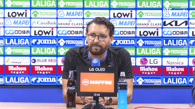 José Bordalás, en sala de prensa con el Getafe.