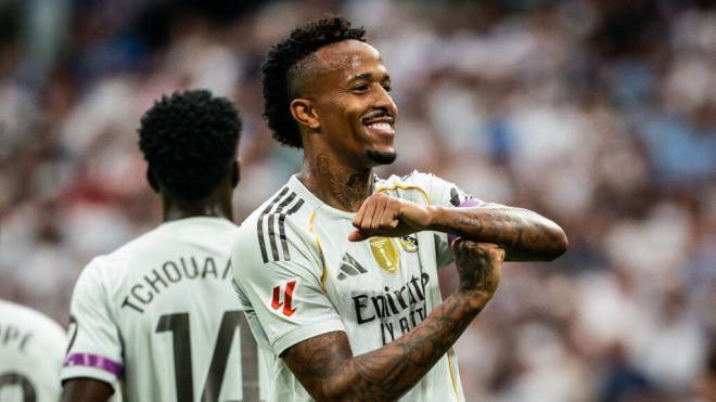 Éder Militao celebrando su gol contra el Espanyol (Fuente: Cordon Press)