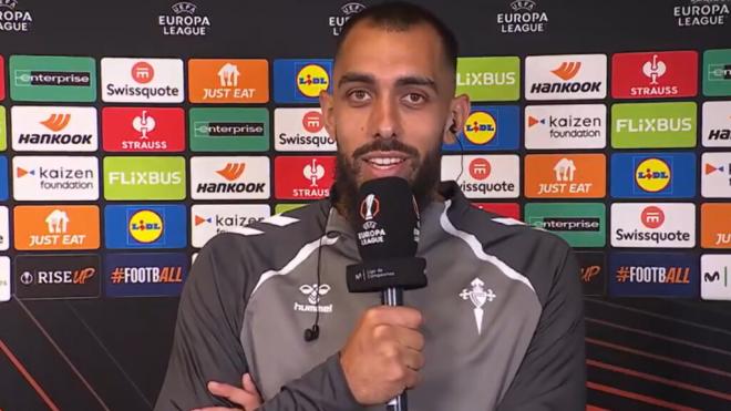 Borja Iglesias en Movistar tras la victoria ante el PAOK (Movistar+)