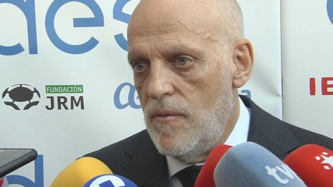 Javier Tebas, en los Premios José Ramón de la Morena.