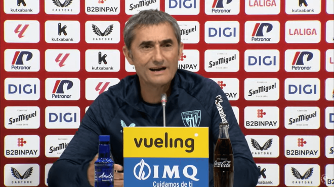 Ernesto Valverde, en rueda de prensa del Athletic Club.