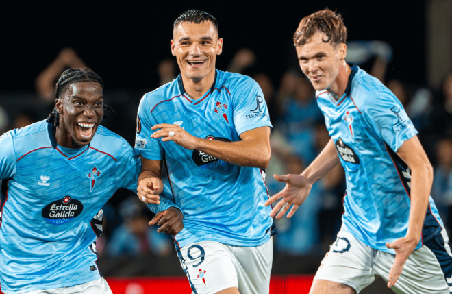 Ilaix Moriba, Ferrán Jutglà y Swedberg (Foto: Celta).